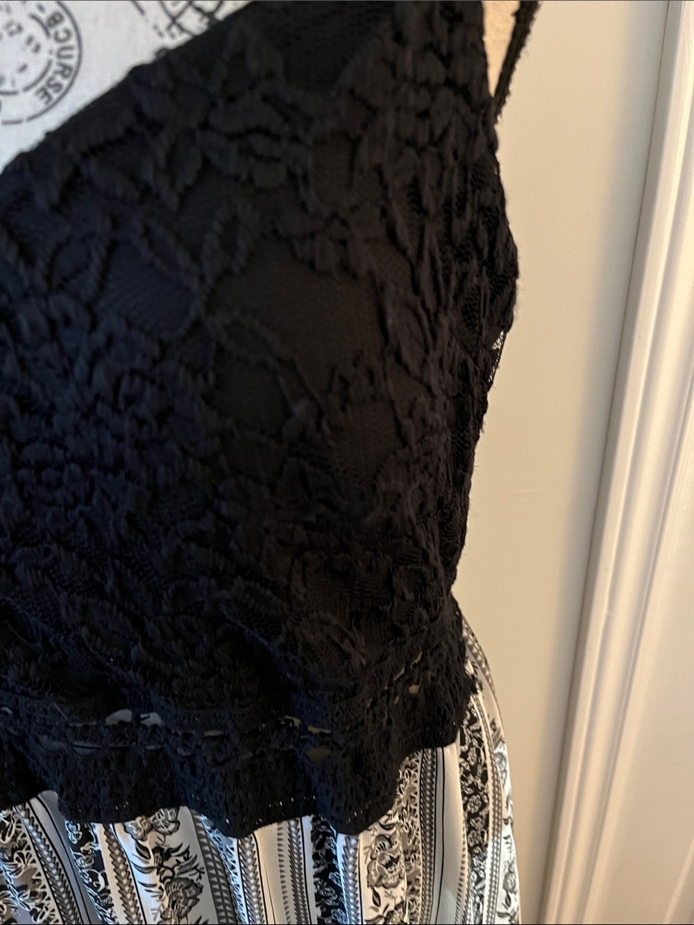 Black & White Maxi Dress with Patterned Skirt - Picture 11 of 11